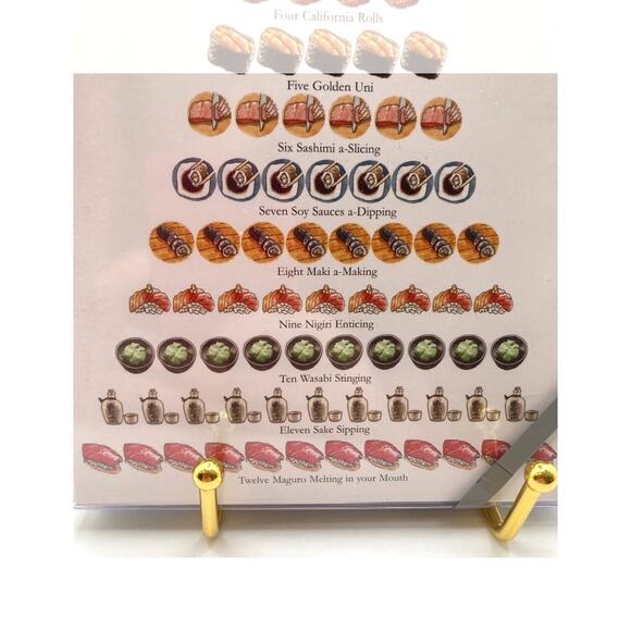 Sushi Lover’s 12 Days of Christmas 12 boxed cards and envelopes NEW - Picture 4 of 7